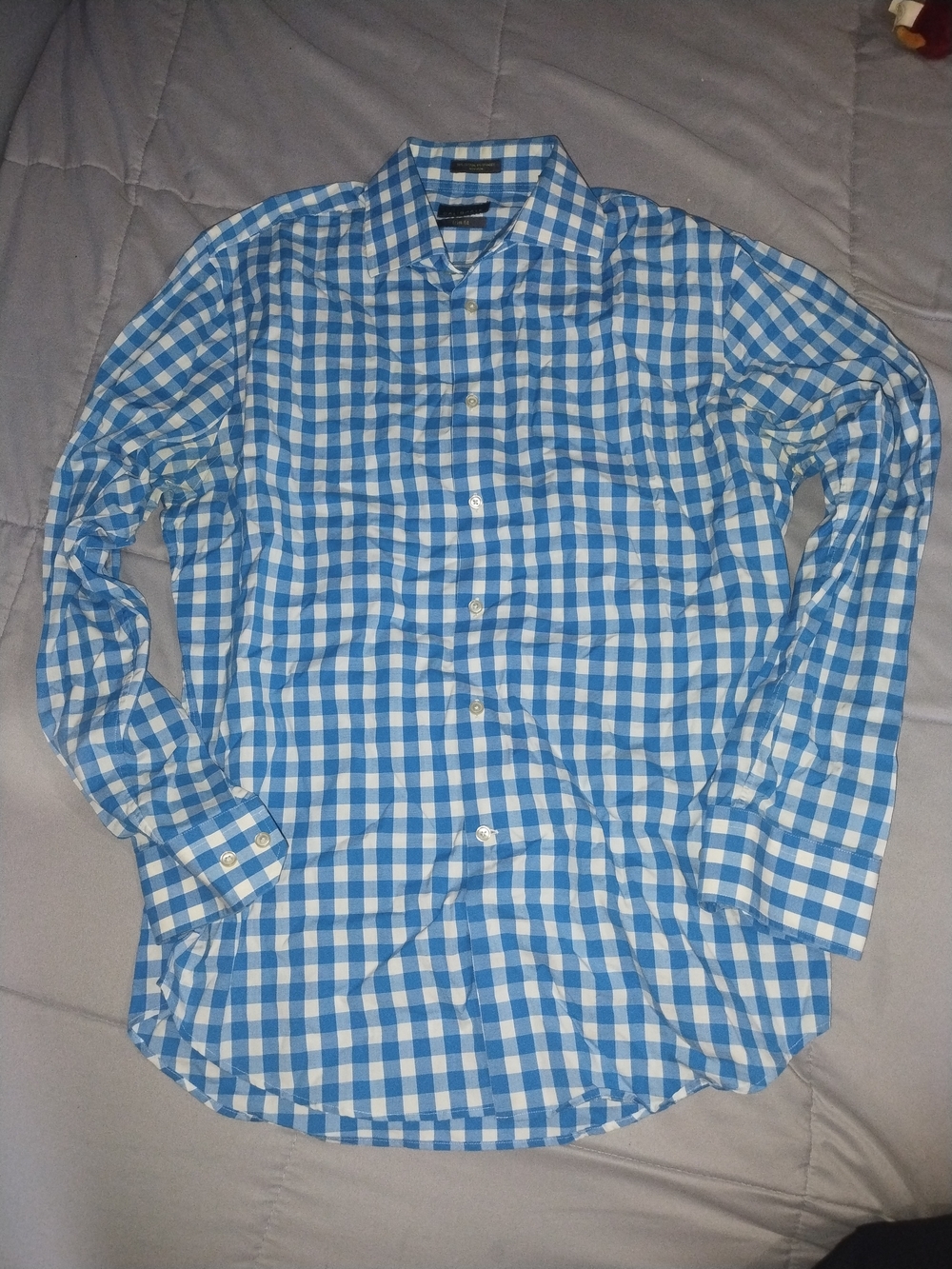 C2 by Calibrate Blue and White Gingham Dress Shirt
